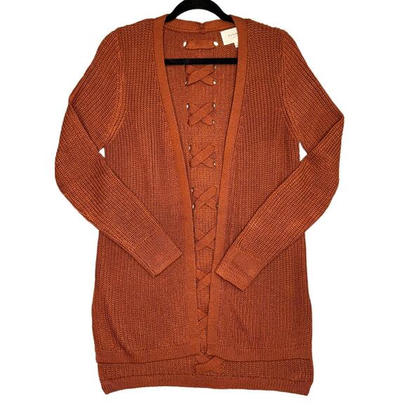NWT Pinque Burnt Orange Textured Cardigan - Picture 3 of 7